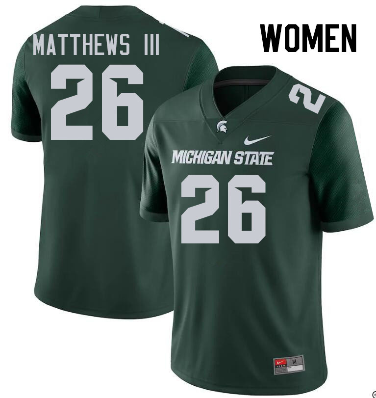 Women #26 Wayne Matthews III Michigan State Spartans College Football Jersesys Stitched-Green